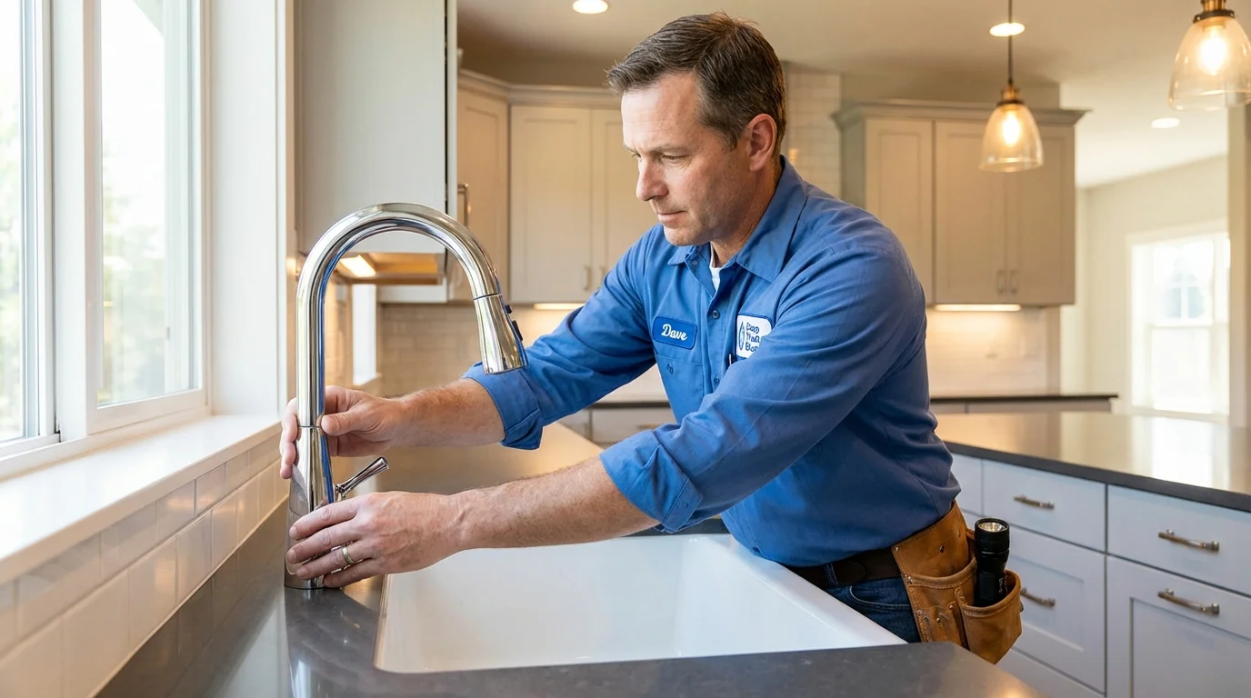 Kitchen faucet installation by Johns Plumbing LLC in Indianola